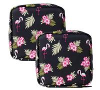 2 bolsas de flamenco, bolsa de almacenamiento para toallas sanitarias, bonita bolsa de almacenamiento de dibujos animados, bolsa de almacenamiento para niñas, práctica bolsa, accesorios de