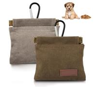 2 bolsas de golosinas para perros para entrenamiento de mascotas, bolsa de golosinas manos libres para cachorros con mosquetón, bolsa portátil de cierre automático para pasear perros para viajes al