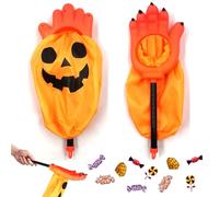 2 bolsas de Halloween con asa, bolsa de dulces de Halloween, mano de monstruo con bolsa y diseño (naranja)