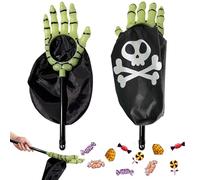 2 bolsas de Halloween con asa, bolsa de dulces de Halloween, mano de monstruo con bolsa y diseño (negro)