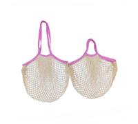 2 bolsas de la compra de red reutilizables con asa, malla de algodón, bolsa de compras, bolsa de la compra, plegable, portátil, bolsa de malla para aperitivos, frutas, verduras, almacenamiento ideal