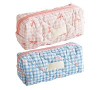 2 Bolsas De Lápiz A Cuadros, Bolsas De Almacenamiento Portátiles, Lindas Bolsas De Lápiz, Suministros De Papelería, Herramientas De Organización De Cosméticos.