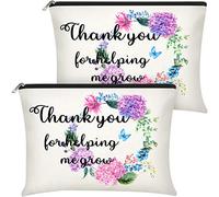 2 Bolsas de Maquillaje para Regalos de Agradecimiento al Maestro Regalo de Acción de Gracias Neceser de Viaje de Thank You for Helping Me Grow Bolso de Cosméticos Lápices con Cremallera