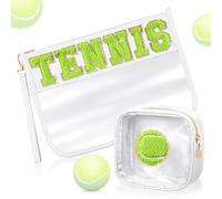 2 bolsas de maquillaje transparentes de felpilla con letras de tenis, impermeables, de PVC, con cremallera, regalos de equipo deportivo para mujeres, entrenadores, viajes