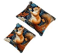 2 bolsas de metralla para bolso, bolsa de maquillaje impermeable con diseño de ardilla de flor azul, bolsa portátil para regalos de mujer, multicolor 09, A：7.1x5.8in/18x14.8cm，B:4.7x4.5in/12x11.5cm