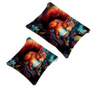 2 bolsas de metralla para bolso, bolsa de maquillaje impermeable con diseño de ardilla de flores azules, bolsa portátil para regalos de mujer, Multicolor 02, A：7.1x5.8in/18x14.8cm，B:4.7x4.5in