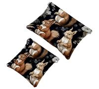 2 bolsas de metralla para bolso, bolsa de maquillaje impermeable con diseño de ardilla de flores azules, bolsa portátil para regalos de mujer, Multicolor 05, A：7.1x5.8in/18x14.8cm，B:4.7x4.5in