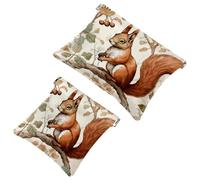 2 bolsas de metralla para bolso, bolsa de maquillaje impermeable con diseño de ardilla de flores azules, bolsa portátil para regalos de mujer, Multicolor 10, A：7.1x5.8in/18x14.8cm，B:4.7x4.5in