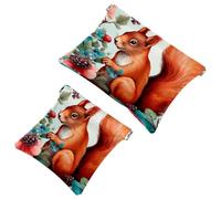 2 bolsas de metralla para bolso, bolsa de maquillaje impermeable con diseño de ardilla de flores coloridas, bolsa portátil para regalos de mujer, Multicolor 02, A：7.1x5.8in/18x14.8cm，B:4.7x4.5in