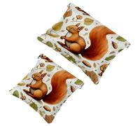 2 bolsas de metralla para bolso, bolsa de maquillaje impermeable con diseño de ardilla de flores coloridas, bolsa portátil para regalos de mujer, multicolor 06, A：7.1x5.8in/18x14.8cm，B:4.7x4.5in