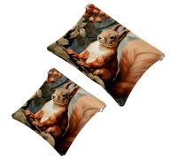 2 bolsas de metralla para bolso, bolsa de maquillaje impermeable con diseño de ardilla de flores coloridas, bolsa portátil para regalos de mujer, Multicolor 10, A：7.1x5.8in/18x14.8cm，B:4.7x4.5in