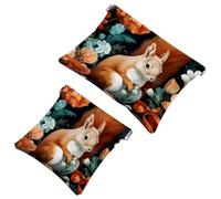 2 bolsas de metralla para bolso, bolsa de maquillaje impermeable con diseño de ardilla de flores coloridas, bolsa portátil para regalos de mujer, Multicolor 08, A：7.1x5.8in/18x14.8cm，B:4.7x4.5in