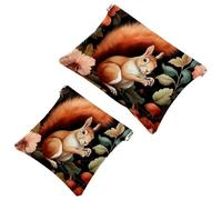 2 bolsas de metralla para bolso, bolsa de maquillaje impermeable con diseño de ardilla de flores coloridas, bolsa portátil para regalos de mujer, Multicolor 05, A：7.1x5.8in/18x14.8cm，B:4.7x4.5in