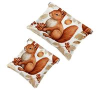 2 bolsas de metralla para bolso, bolsa de maquillaje impermeable con diseño de ardilla de flores coloridas, bolsa portátil para regalos de mujer, multicolor 09, A：7.1x5.8in/18x14.8cm，B:4.7x4.5in