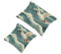 2 bolsas de metralla para bolso, bolsa de maquillaje impermeable de gaviota de dibujos animados, bolsa portátil para regalos de mujer, Multicolor 06, A：7.1x5.8in/18x14.8cm，B:4.7x4.5in/12x11.5cm