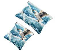 2 bolsas de metralla para bolso, bolsa de maquillaje impermeable de gaviota de dibujos animados, bolsa portátil para regalos de mujer, multicolor 06, A：7.1x5.8in/18x14.8cm，B:4.7x4.5in/12x11.5cm