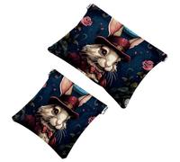 2 bolsas de metralla para bolso, bolsa de maquillaje impermeable Lovely Rabbits-166, bolsa portátil para regalos de mujer, Multicolor 02, A：7.1x5.8in/18x14.8cm，B:4.7x4.5in/12x11.5cm