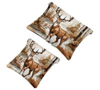 2 bolsas de metralla para bolso, bolsa de maquillaje impermeable Snow Mountain Deer-2113, bolsa portátil para regalos de mujer, Multicolor 08, A：7.1x5.8in/18x14.8cm，B:4.7x4.5in/12x11.5cm