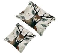 2 bolsas de metralla para bolso, bolsa de maquillaje impermeable Snow Mountain Deer-2113, bolsa portátil para regalos de mujer, Multicolor 10, A：7.1x5.8in/18x14.8cm，B:4.7x4.5in/12x11.5cm