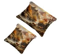 2 bolsas de metralla para bolso, bolsa de maquillaje impermeable Sunset Mountain Deer-1354, bolsa portátil para regalos de mujer, Multicolor 01, A：7.1x5.8in/18x14.8cm，B:4.7x4.5in/12x11.5cm