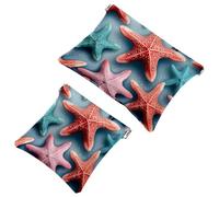 2 bolsas de metralla para bolso, multitud de estrellas de mar, bolsa de maquillaje impermeable 562, bolsa portátil para regalos de mujer, multicolor 01, A：7.1x5.8in/18x14.8cm，B:4.7x4.5in/12x11.5cm