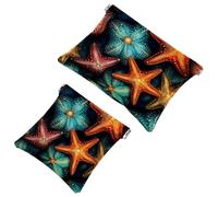 2 bolsas de metralla para bolso, multitud de estrellas de mar, bolsa de maquillaje impermeable 562, bolsa portátil para regalos de mujer, Multicolor 04, A：7.1x5.8in/18x14.8cm，B:4.7x4.5in/12x11.5cm