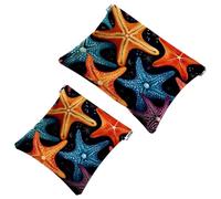 2 bolsas de metralla para bolso, multitud de estrellas de mar, bolsa de maquillaje impermeable 562, bolsa portátil para regalos de mujer, multicolor, (Multicolor 05), A：7.1x5.8in/18x14.8cm，B:4.7x4.5in