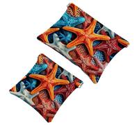 2 bolsas de metralla para bolso, multitud de estrellas de mar, bolsa de maquillaje impermeable 562, bolsa portátil para regalos de mujer, multicolor 02, A：7.1x5.8in/18x14.8cm，B:4.7x4.5in/12x11.5cm