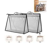 2 bolsas de polvo para bolsos, organizador de almacenamiento transparente, no tejido, bolsa colgante con cremallera y asa (tamaño XL, color gris)