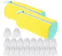 2 bolsas de ropa de malla para zapatos, bolsa de ropa con cremallera, 39 x 19 cm, bolsas de ropa para zapatos reutilizables para lavadora y protección de los zapatos, amarillo