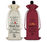 2 bolsas de vino de agente inmobiliario, regalos para mujeres y hombres, regalo de agradecimiento para agente inmobiliario, bolsa de envoltura de vino para inauguración de la casa, ideas de regalo