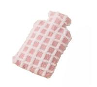 2 bolsas grandes de agua caliente con funda felpa, calentador manos y pies invierno, reutilizables, for regalo Para Hombros Cintura(Pink 500ml)