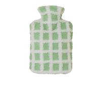 2 bolsas grandes de agua caliente con funda felpa, calentador manos y pies invierno, reutilizables, for regalo Para Hombros Cintura(Green 500ml)