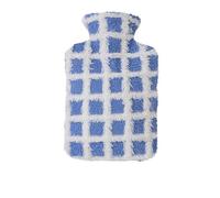 2 bolsas grandes de agua caliente con funda felpa, calentador manos y pies invierno, reutilizables, for regalo Para Hombros Cintura(Blue 500ml)