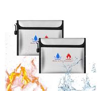 2 bolsas ignífugas para documentos, 23 x 17,5 cm, impermeable e ignífuga, para documentos, dinero, pasaporte, archivos bancarios y dinero en efectivo (gris)