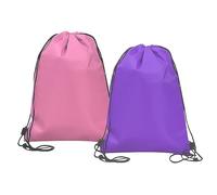 2 bolsas isotérmicas, mochila con cordón, plegable y reutilizable, bolsa de papel de aluminio, adecuada para el trabajo, la escuela, los viajes (rosa, morado)