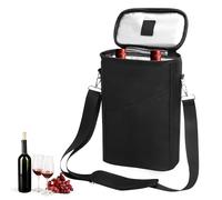 2 bolsas isotérmicas para botellas, bolsa de vino aislada, bolsa portátil para botellas con asa y correa de hombro ajustable, 8,5 × 4,5 × 13,5 pulgadas, resistente al agua, a prueba de fugas, bolsa