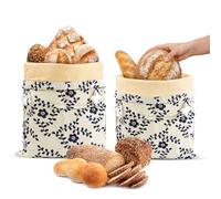 2 Bolsas para pan reutilizables de cera de abeja 43×33 cm, Bolsa para Pan con Revestimiento natural de cera de abeja, Bolsa de algodón para Guardar Pan y Productos de panadería (Estilo 3)