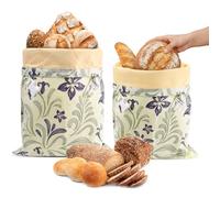 2 Bolsas para pan reutilizables de cera de abeja 43×33 cm, Bolsa para Pan con Revestimiento natural de cera de abeja, Bolsa de algodón para Guardar Pan y Productos de panadería (Estilo 4)