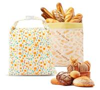 2 Bolsas para pan reutilizables de cera de abeja 43×33 cm, Bolsa para Pan con Revestimiento natural de cera de abeja, Bolsa de algodón para Guardar Pan y Productos de panadería