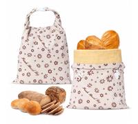 2 Bolsas para pan reutilizables de cera de abeja 43×33 cm, Bolsa para Pan con Revestimiento natural de cera de abeja, Bolsa de algodón para Guardar Pan y Productos de panadería (Estilo 6)