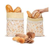 2 Bolsas para pan reutilizables de cera de abeja 43×33 cm, bolsas de pan de cera de abeja natural, Bolsa de algodón para Guardar Pan y Productos de panadería