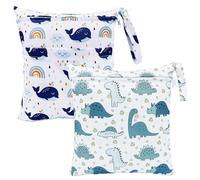 2 bolsas para pañales para guardería, grandes, impermeables, para mojado y seco, reutilizables, con cremallera, para bebés (30 x 36 cm), Blanco, Azul, Wetbag Kindergarten