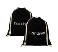 2 bolsas para secador de pelo, bolsa de almacenamiento con cordón, bolsa de viaje para secador de pelo, bolsa de lona bordada, adecuada para viajes, hotel, baño, Negro , Casual