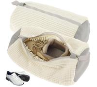 2 bolsas para zapatos de lavandería, bolsas para lavadora con cremallera, red reutilizable para zapatos lavadora, bolsa para el lavado de zapatos, protege los zapatos de los daños (blanco)
