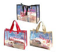 2 bolsas transparentes con asas para conciertos y eventos deportivos, grandes de 20 x 14 x 7 pulgadas con correa larga para un fácil transporte (rojo)