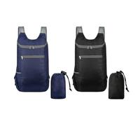 2 Bolsillos De Viaje Plegables Portátiles, Mochilas Al Aire Libre, Simples Telas De Montaña Impermeables, Bolsas De Viaje (Azul Oscuro, Negro).