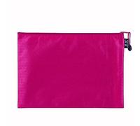2 bolsillos para documentos, impermeable, con cremallera, para documentos, recibos, papel, oficina, viajes escolares, cosméticos, color rojo rosa B5, 28 x 20 cm