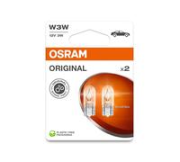 OSRAM ORIGINAL LINE 12V, W3W, lámpara de señalización, base de cuña de vidrio, doble ampolla (2 lámparas)