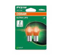 2 Bombillas Intermitente PY21W 12V 21W BAU15s OSRAM Ultra Vida para Diversos Pkw